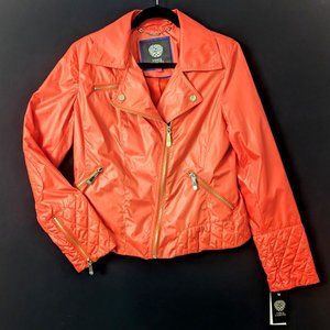 Vince Camuto Orange Quilted Moto Jacket